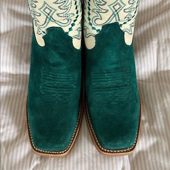 Ariat Derby Monroe Western Boot in Ancient Turquoise Roughout - Picture 10 of 12